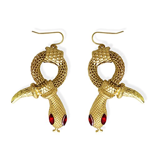 NET TOYS Pendientes de Serpiente faraona Aros Cleopatra Clips Orejas egipcios Joyas Reina egipcia Bisutería de Diosa de la antigüedad Accesorio Disfraz Mujer