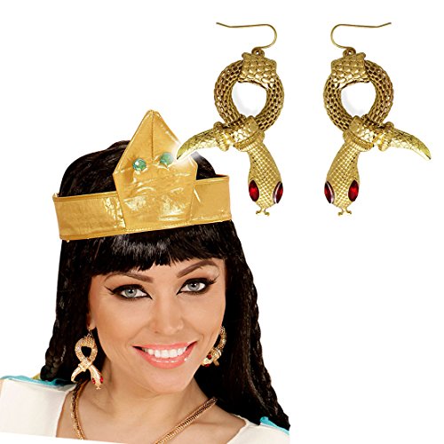 NET TOYS Pendientes de Serpiente faraona Aros Cleopatra Clips Orejas egipcios Joyas Reina egipcia Bisutería de Diosa de la antigüedad Accesorio Disfraz Mujer