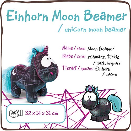 NICI 45713 Unicornio Moon Beamer I Edición Especial 32 cm I Juguete Suave, niñas y bebés I Animal Brillante de Peluche para Jugar, coleccionar y acurrucarse I Negro/Turquesa, Color