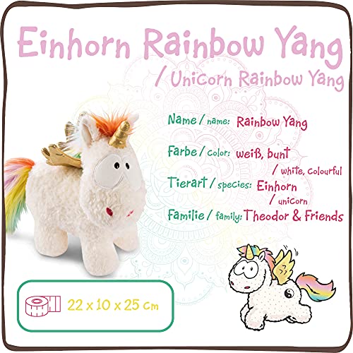 NICI tierno Yang 22 cm – Juguetes de Criaturas místicas, niños, bebés y Amantes de los Animales de Peluche, Unicornios esponjosos para abrazar y Jugar, Color Blanco/Multicolor (47377)