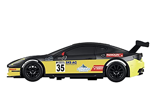 Ninco - Maserati GT4 Yellow | Coche de Slot Escala 1:43 Compatible con Cualquier Circuito Slot 1/43 | Tracción 2WD | con Luces para Poder conducirlo en la Oscuridad (91207)