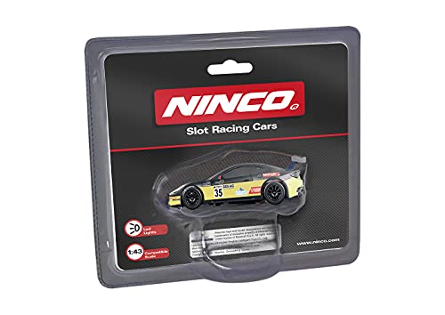 Ninco - Maserati GT4 Yellow | Coche de Slot Escala 1:43 Compatible con Cualquier Circuito Slot 1/43 | Tracción 2WD | con Luces para Poder conducirlo en la Oscuridad (91207)