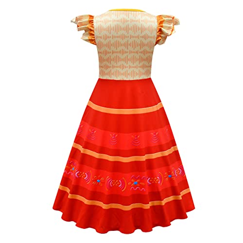 Niños Encanto Vestido Disfraz Pepa Isabela Luisa Dolores Madrigal Mirabel Princesa Vestidos con Bolsa Cosplay Trajes Carnaval Halloween Navidad Disfraces para Niñas Dolores Ruffles 9-10Years