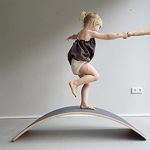 NOBLJX Tablero de Balance de bamboleo de Madera, Juguetes de Aprendizaje Abierto de niños pequeños para niños, tableros de Yoga para niños, Tablero con Curvas, tableros de rockero de Madera