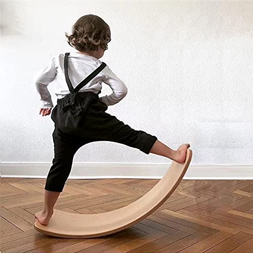 NOBLJX Tablero de Balance de bamboleo de Madera, Juguetes de Aprendizaje Abierto de niños pequeños para niños, tableros de Yoga para niños, Tablero con Curvas, tableros de rockero de Madera