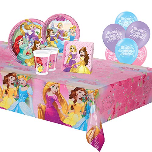 ocballoons Kit cumpleaños para Fiestas de Princesas Disney 57 Piezas 8 Invitados, 8 Persone