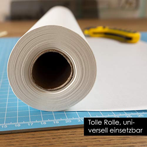 OfficeTree 50 m Rollo de Papel para dibujo 40 cm ancho - 50 g/qm Calidad premium - Blanco - Papel de dibujo para dibujo técnico