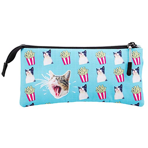 Oh My Pop!-02504 Angry Cat-Estuche Portatodo Triple HS, Color Turquesa (Karactermania