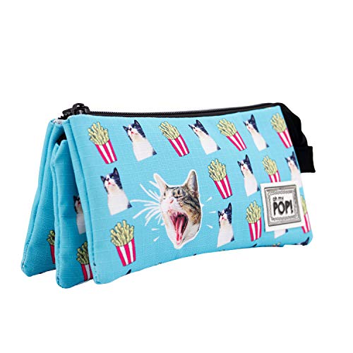 Oh My Pop!-02504 Angry Cat-Estuche Portatodo Triple HS, Color Turquesa (Karactermania