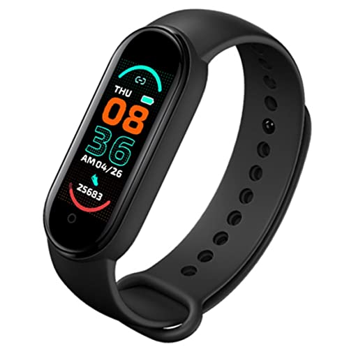 Ohomr Reloj Inteligente Duradero M6 Rastreadores de Fitness de Alta Gama HR, Rastreadores de Actividades Reloj de Ejercicios de Salud con frecuencia cardíaca y presión Arterial IP67 Reloj