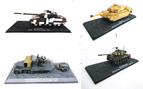 OPO 10 - Lote de 4 Tanques Militares 1/72: Panzer Flakvierling con Remolque + M41A3 Walker Bulldog + Challenger 2 UK + Chieftain MK.V (DA2 + A4 + A7 + A50)