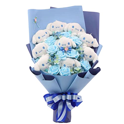 Ownlife Dibujos Animados de Ramo de Flores Artificiales My Melody Cinnamoroll Animales de Peluche Muñeca Flores Falsas Juguetes de Peluche for el día de San Valentín Regalo de graduación de Navidad