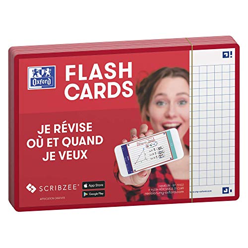 Oxford Flash 2.0 – 80 fichas Bristol Flash Cards A6 (10,5 x 14,8 cm), diseño de cuadros, color rojo