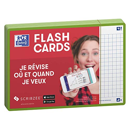 Oxford Flash 2.0 – 80 fichas Bristol Flash Cards A6 (10,5 x 14,8 cm), diseño de cuadros, color verde