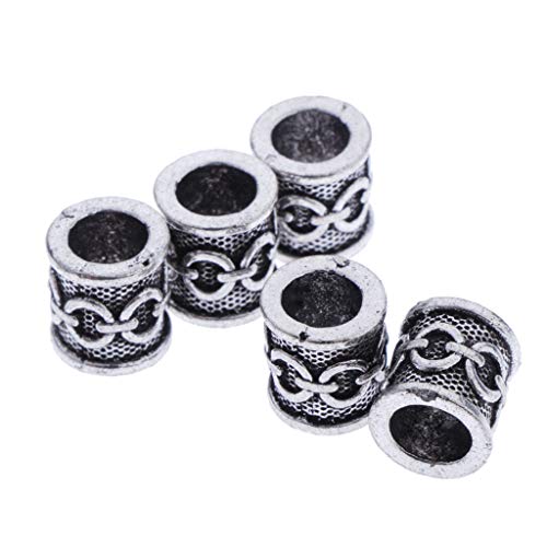 P Prettyia 5 Piezas De Perlas De Pan De Vikingo Accesorios para El Cabello - Perlas De Barba Vikingas Pequeñas Cuentas De Dreadlock Celta Perlas De Runas De Viki