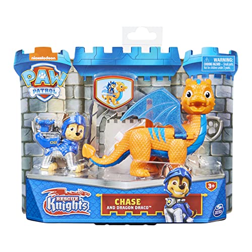 PAW PATROL Action Set, Kids Toys for Ages 3 and up Paw Patrolconjunto de Figuras de acción de Chase y el dragón Draco de Rescue Knights, Juguetes para niños a Partir de 3 años (Spin Master 6063592)