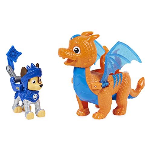 PAW PATROL Action Set, Kids Toys for Ages 3 and up Paw Patrolconjunto de Figuras de acción de Chase y el dragón Draco de Rescue Knights, Juguetes para niños a Partir de 3 años (Spin Master 6063592)