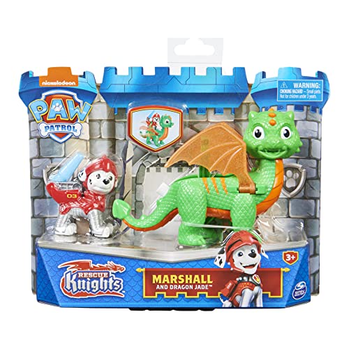 PAW PATROL Action Set, Kids Toys for Ages 3 and up Paw Patrolconjunto de Figuras de acción de Marshall y el dragón Jade de Rescue Knights, Juguetes para niños a Partir de 3 años (Spin Master 6063593)