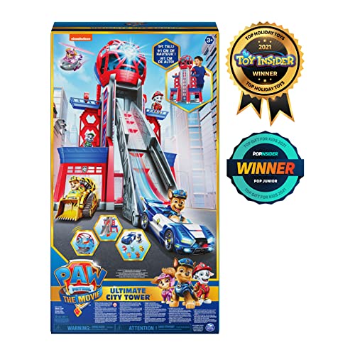 PAW PATROL Movie Ultimate City Torre de Patrulla transformadora de 91 cm de Altura, con 6 Figuras de acción coleccionables, Coche de Juguete, Luces y Sonidos, Juguetes para niños a Partir de 3 años