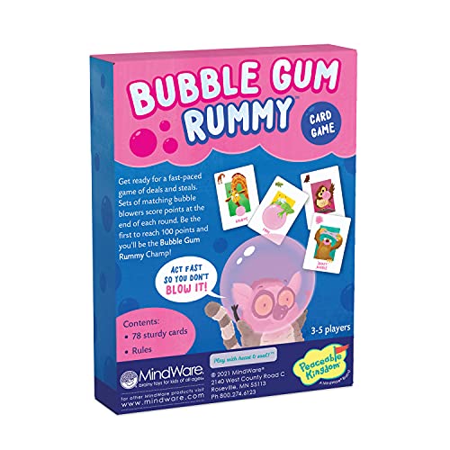 Peaceable Kingdom Bubble Gum Rummy, juego de cartas clásico de animales para niños a partir de 5 años