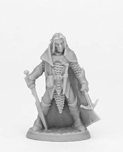 Pechetruite 1 x Dark Elf Male Warrior - Reaper Bones Miniatura para Juego de rol Guerra - 44072