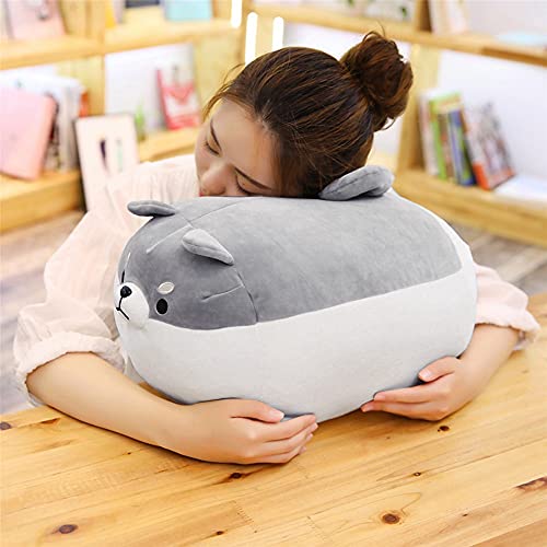 Peluche de Shiba Inu de 40 cm con relleno suave de peluche para decoración de perro, gris, 40