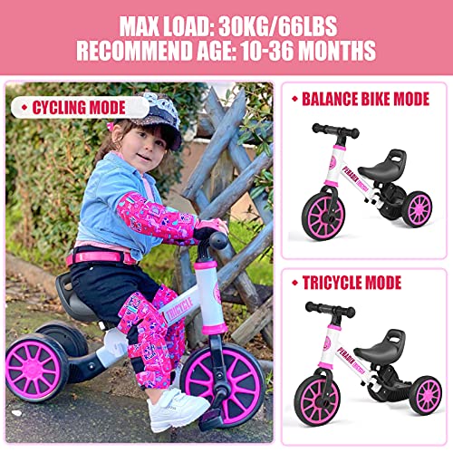 Peradix 3 EN 1 Triciclo para Niños, Bicicleta Desmontable de Pedales, Bicicleta Sin Pedales para Niños y Niñas, Bicicleta de Equilibrio para Bebé 1-3 Años, Cochecito con Ruedas Regulables