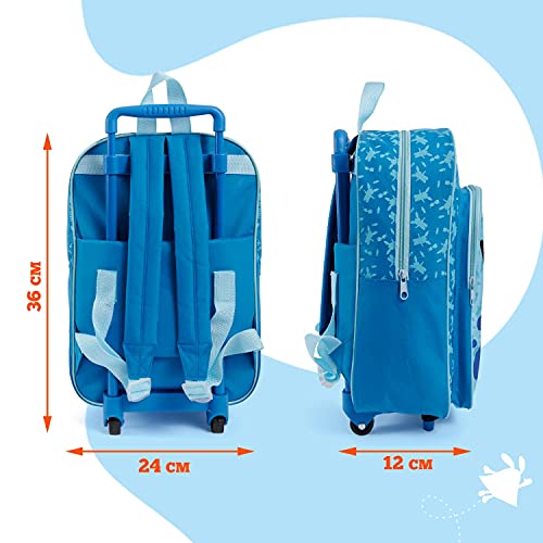 PERLETTI Mochila con Ruedas Bing para Niños - Bolsa Escolar Niño Estampa Bing y Flop con Ruedas Desmontables - Mochila Trolley Chicos para Guardería Viajes Tiempo Libre - 36x24x12 cm