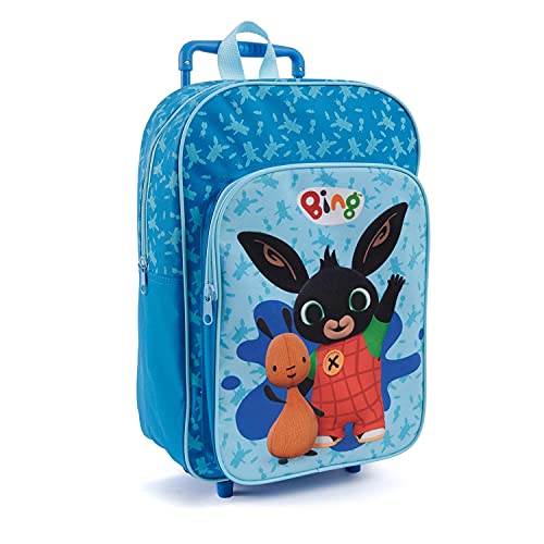 PERLETTI Mochila con Ruedas Bing para Niños - Bolsa Escolar Niño Estampa Bing y Flop con Ruedas Desmontables - Mochila Trolley Chicos para Guardería Viajes Tiempo Libre - 36x24x12 cm