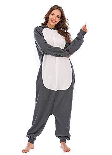 Pijamas Animales Mujer Disfraces de Cosplay para Adultos Pijama Lobo Enteros-2, M