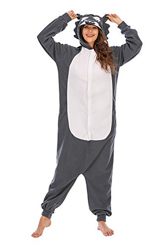 Pijamas Animales Mujer Disfraces de Cosplay para Adultos Pijama Lobo Enteros-2, M