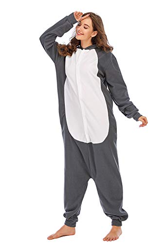 Pijamas Animales Mujer Disfraces de Cosplay para Adultos Pijama Lobo Enteros-2, M