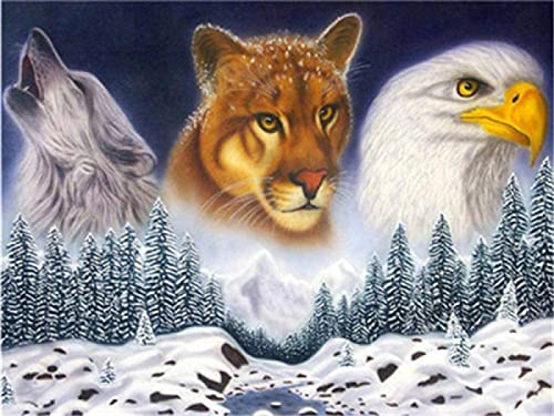 Pintura por Números para Adultos DIY Pintura al óleo Kit con Pinceles y Pinturas Pintar por número Decoraciones para el hogar - león y lobo (40x50cm Sin Marco)