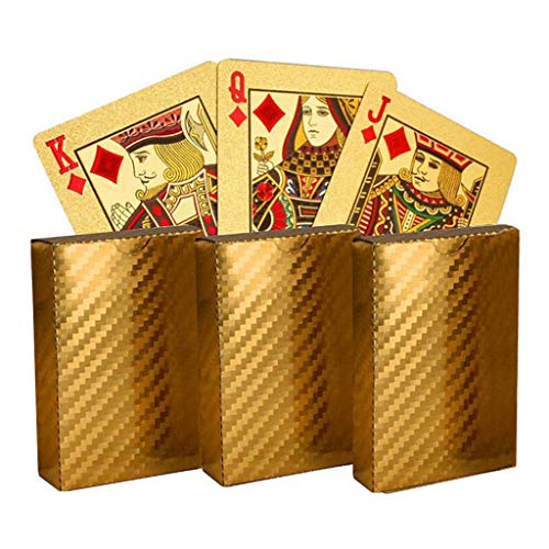 Plástico impermeable papel de oro jugando 2 barajas novedad poker tarjetas clásico tirano oro cuadrícula póker naipes oro helado rejilla póker