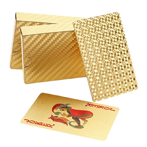 Plástico impermeable papel de oro jugando 2 barajas novedad poker tarjetas clásico tirano oro cuadrícula póker naipes oro helado rejilla póker