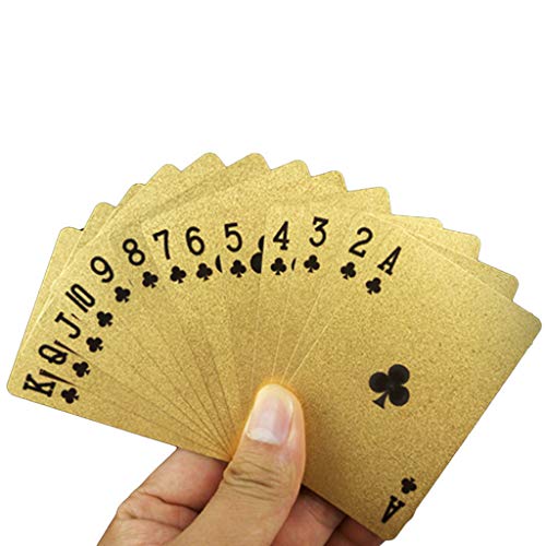 Plástico impermeable papel de oro jugando 2 barajas novedad poker tarjetas clásico tirano oro cuadrícula póker naipes oro helado rejilla póker