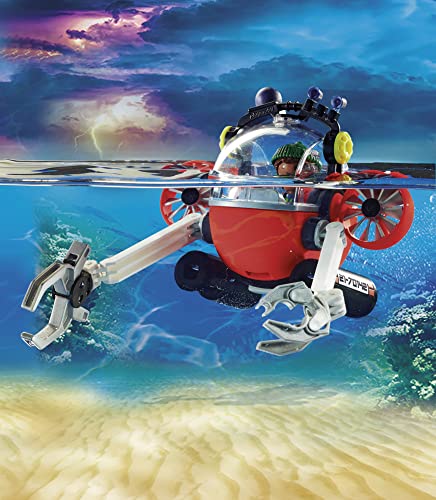 PLAYMOBIL City Action 70142 Rescate Marítimo: Operación Medio Ambiente con Bote de Buceo, Juguete para niños a Partir de 4 años