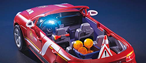 PLAYMOBIL Porsche 70277 Porsche Macan S Bomberos con Efectos de luz y Sonido, a Partir de 4 años