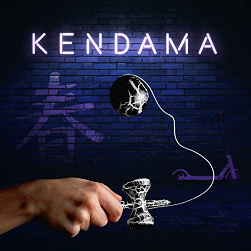 PRECORN Kendama Juego de habilidad con bola negra/blanco Jueguete japonesa de madera con pelota