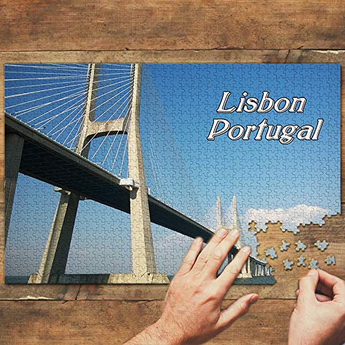 Puente de Lisboa de Portugal Vasco da Gama 1000 piezas juego ilustraciones viaje recuerdo madera