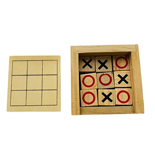 QCSTORE Tic-Tac-Toe - Juego de mesa de madera con marco de madera 3 en seguida