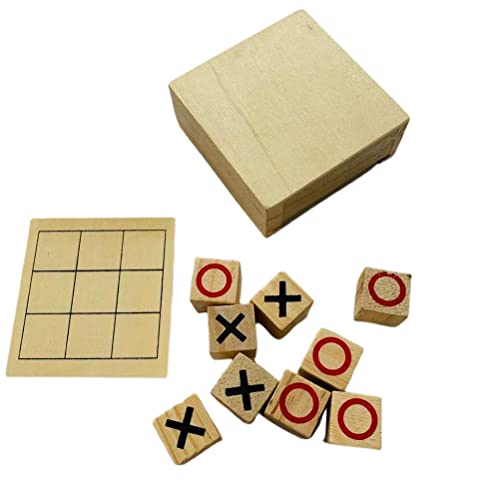 QCSTORE Tic-Tac-Toe - Juego de mesa de madera con marco de madera 3 en seguida