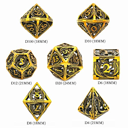 qingmutech Dados Dragón Volador de Metal D & D Dice 7 PCS DND Dados, Juego de Dados poliédricos, for Juego de rol. MTG Pionero Dado Gigante (Size : Numbers)