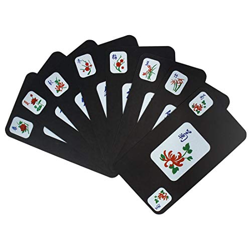 QYHSS Mahjong Chino Jugando a Las Cartas, Majiang Póker Mesa Mah Jong Tarjetas, 144 Cartas (Negro)