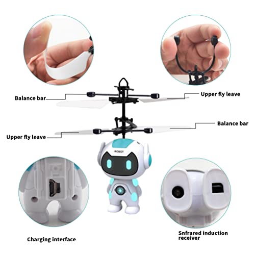 Robot de inducción de juguete volador con luz LED Levitación volador Drone Helicóptero Carga USB Control remoto Aviones Juegos de interior al aire libre Juguetes para niños