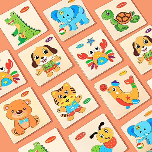 Rompecabezas De Madera Niños, Senteen 9pcs Puzzles De Madera Educativos Rompecabezas De Animales Coloridos Puzzle Preescolar Puzzle Infantil De Madera Precioso Wooden Jigsaw Puzzles Regalos Para Niños