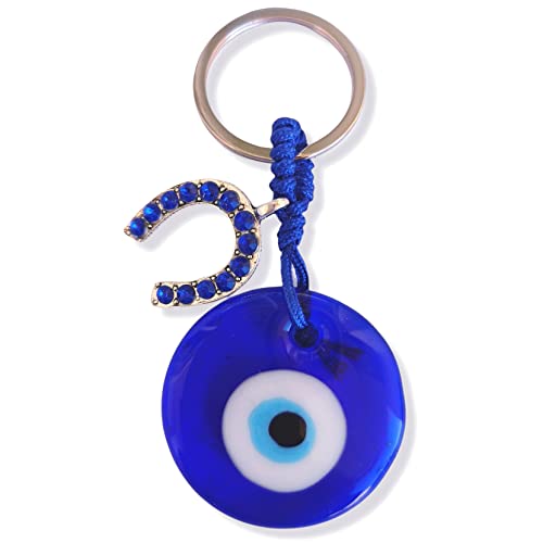 SabelAX - Ojo Turco Llavero - Amuleto Mal de Ojo - Amuletos de la Suerte y Proteccion - Llaveros Originales - Llaveros Mujer y Hombre - Llavero Coche, Casa Nueva (Herradura)