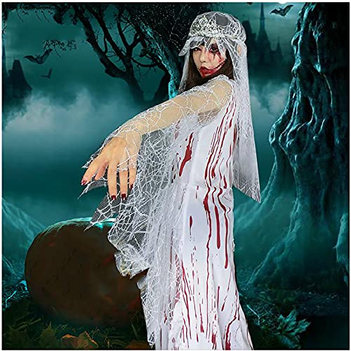 Sangrienta Gótico Novia Traje,Mujeres's Víspera de Todos Los Santos Zombie Disfraces Horror Vampiro Vestidos,Cadáver Cosplay Vestido Contiene Velo-Novia Fantasma One Size