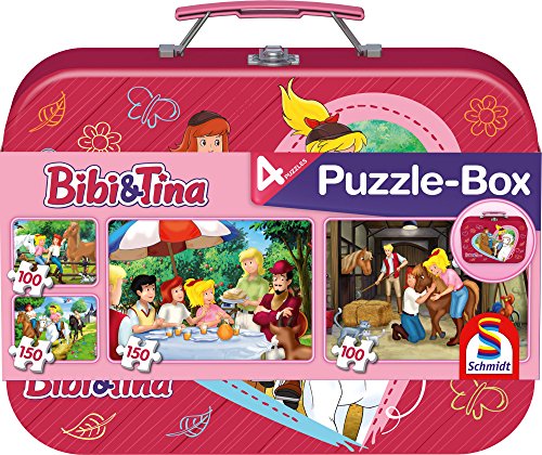 Schmidt Puzzle 56509 - Bibi y Tina, la Caja de Metal, 2 x 100 y 2 x 150 Piezas