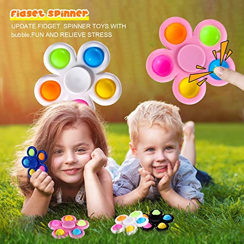 SCIONE 10 Pack Pop Fidget Spinners Push Bubble Pop Simple Fidget Toy para niños Adultos, Pop Party Favors Goodie Bag Stuffers Sensory Fidget Packs ADHD Ansiedad Alivio del estrés Reductor